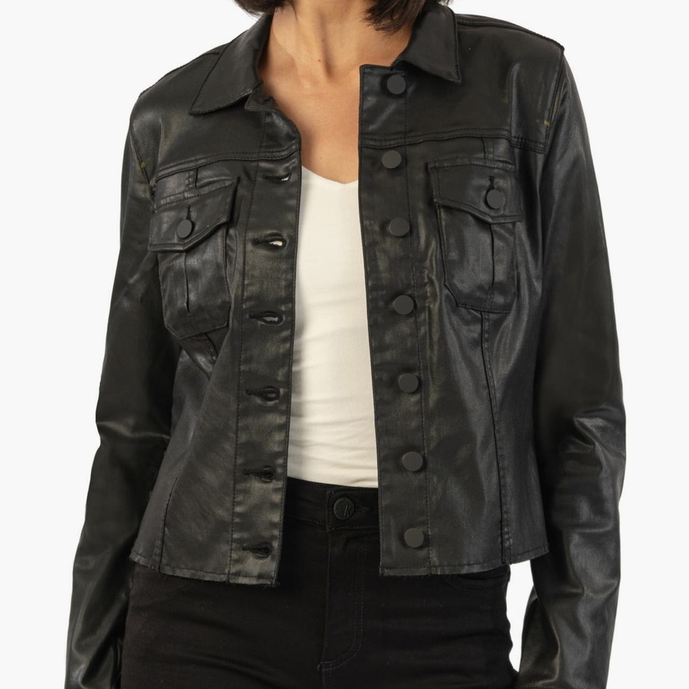 Kut from the Kloth Kara Women's Black Faux Leather Jacket
